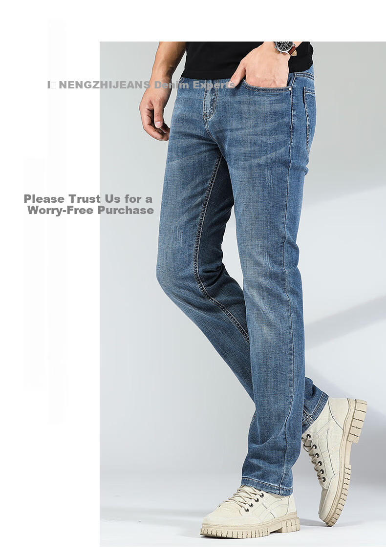 ZENGZHI Men's Business Casual Straight-Leg Youth Soft Comfortable Versatile Retro Pants Retro Blue Size 27 6