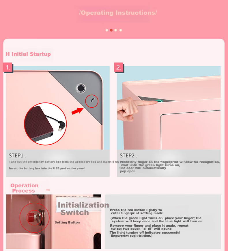 All-in-One Smart Safe 30CM High Fingerprint Password Six Unlock Methods Home Anti-Theft Office Small Safe Remote Access Wall/Cabinet Built-in Security Box 21
