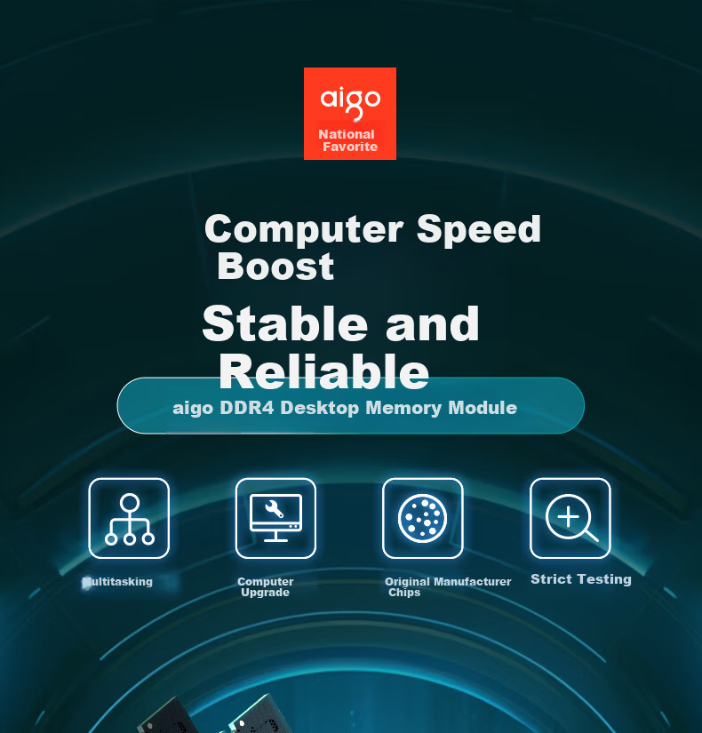 Aigo 16GB (8G×2) Kit, DDR4 3600 Desktop Memory Module, Hynix CJR Chips Heat Spreader, Jingying Black C18 Deepseek Hardware 2