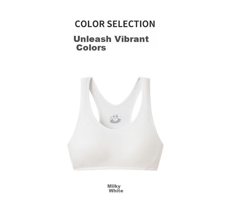 THREEGUN Children's A-Class Antibacterial Developmental Pure Cotton Three-Stage Girls' Student Bra Off-White 150/A75 9
