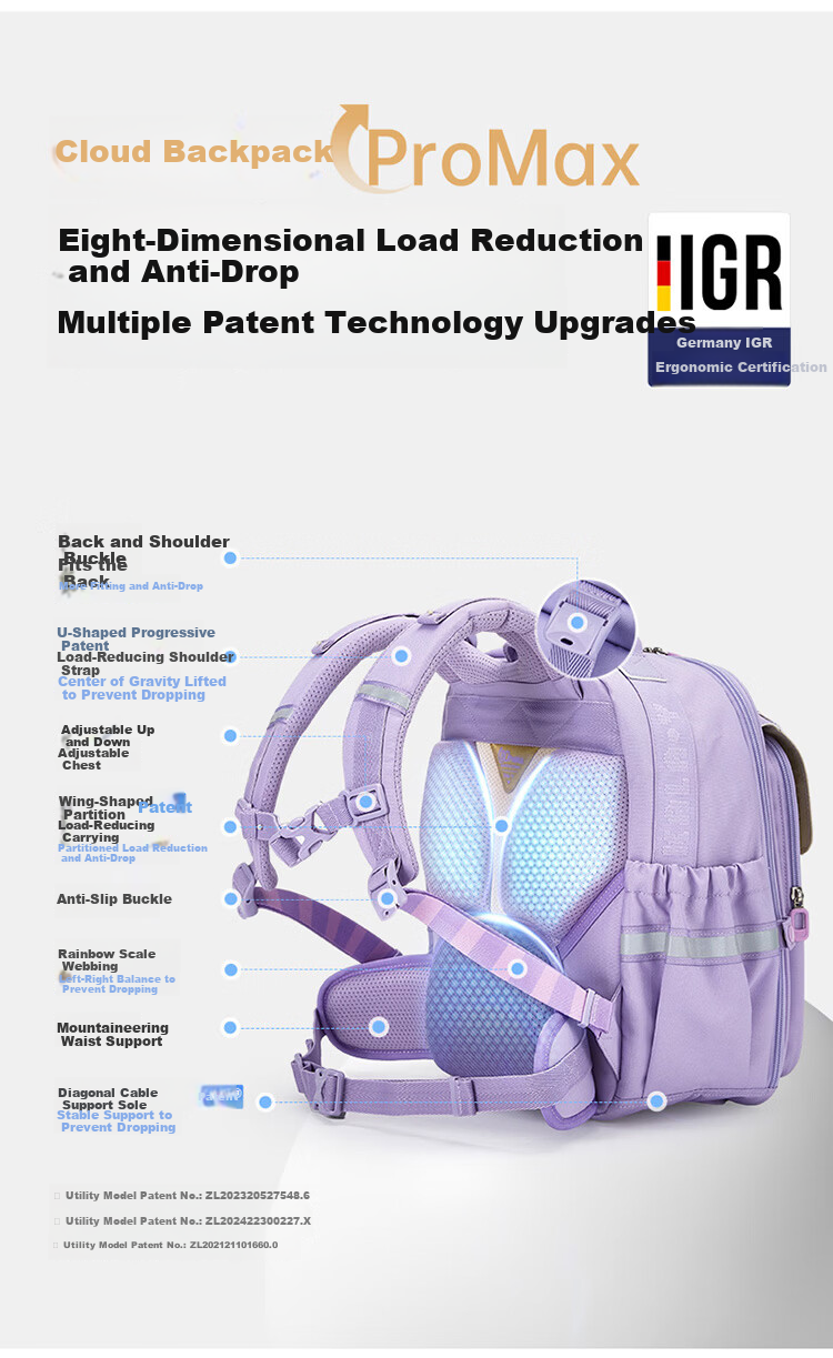 Kala Sheep Cloud Backpack ProMax Elementary School Students Grades 1-3-6 Children's 8D Load-Reducing Anti-Drop Spine Protection Lightweight Backpack 5