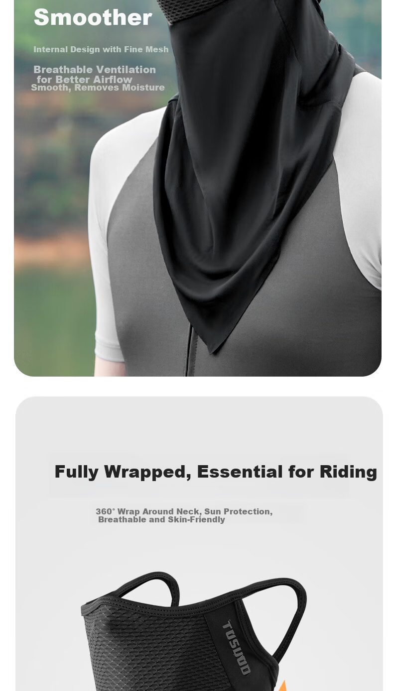Captain Tas Cycling Face Mask Autumn Winter Warm Windproof Neck Gaiter Outdoor Motorcycle Electric Bike Face Cover Headscarf Black 18