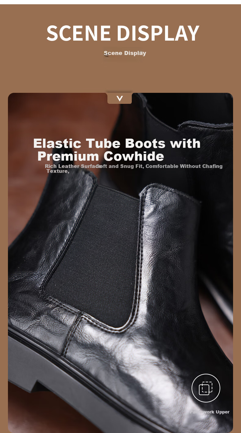 Qunlang·Heritage Chelsea Boots Men's 2026 New Spring Autumn Genuine Leather Thick Sole Martin Boots Mid-Top Business Shoes British Short Boots 5