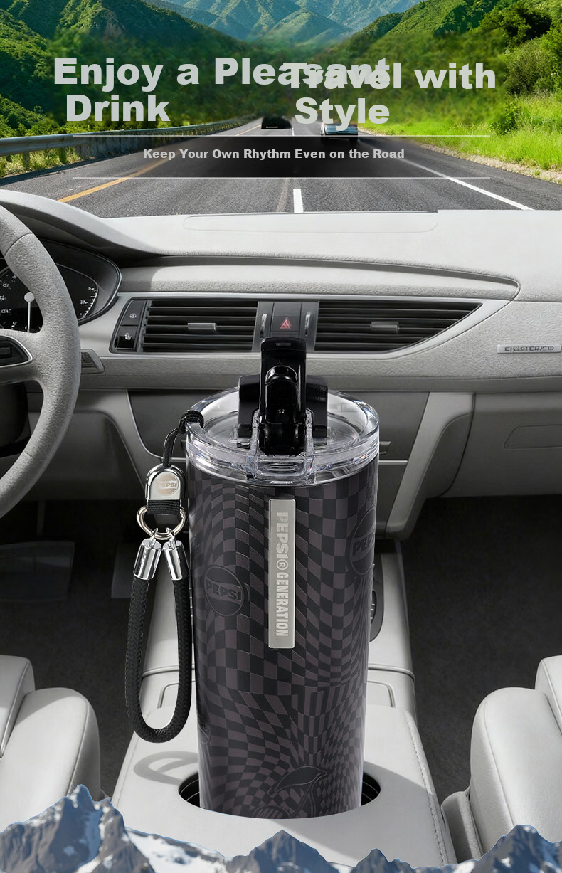 Pepsi Insulated Tumbler 316L Stainless Steel Coffee Cup Portable Car Cooler Sports Travel Mug 650ml Ink Brown 3
