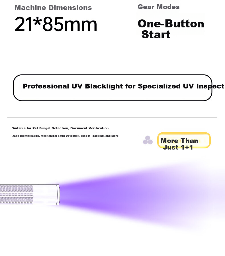 Tuteng Wood's Lamp 365nm UV Light Cat Ringworm Detection Anti-Counterfeit Money Jade Identification Fluorescent Agent Fruit and Vegetable Inspection Flashlight 4