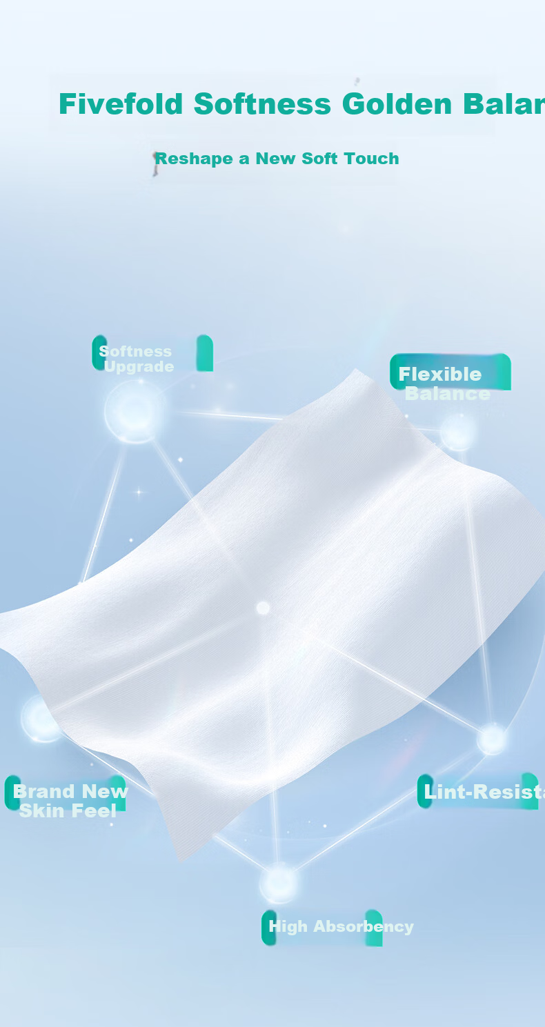 PurCotton [Sun Yingsha Edition] Facial Wipes 200 Sheets*1 Pack Wall-Mounted 100% Cotton Soft Thickened Towel 20*20CM 6