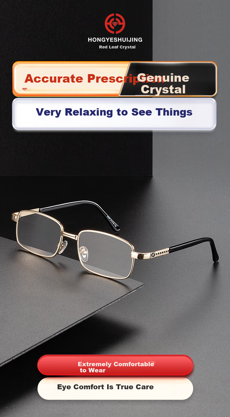 Hongye Crystal HD Crystal Reading Glasses Men Ultra-Light Presbyopic Glasses Crystal Stone Elderly Reading Glasses Middle-aged and Elderly Back to School 3