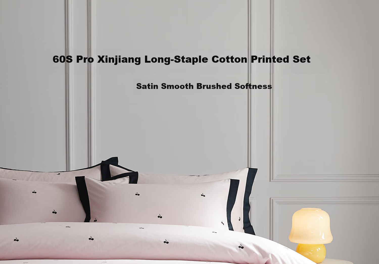 MIDO HOUSE Mingdu 60s Pro Long-Staple Cotton 4-Piece Bedding Set Pure Cotton Duvet Cover Cherry 1.5m Bed Sheet Style 1