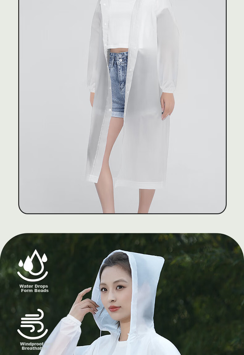 Qihaiqiu Disposable Raincoat Thickened Large Portable Cycling Mountaineering Travel Long Hooded Rain Poncho 1 Piece 8