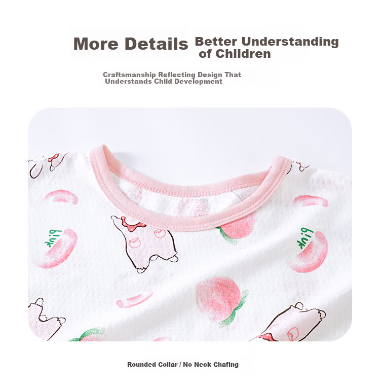 DEESHA [100% Cotton] Children's Pajamas, Girls' Spring And Summer Thin Long-Sleeve Home Wear Set, Girls' Round Neck Air Conditioning Clothes 8