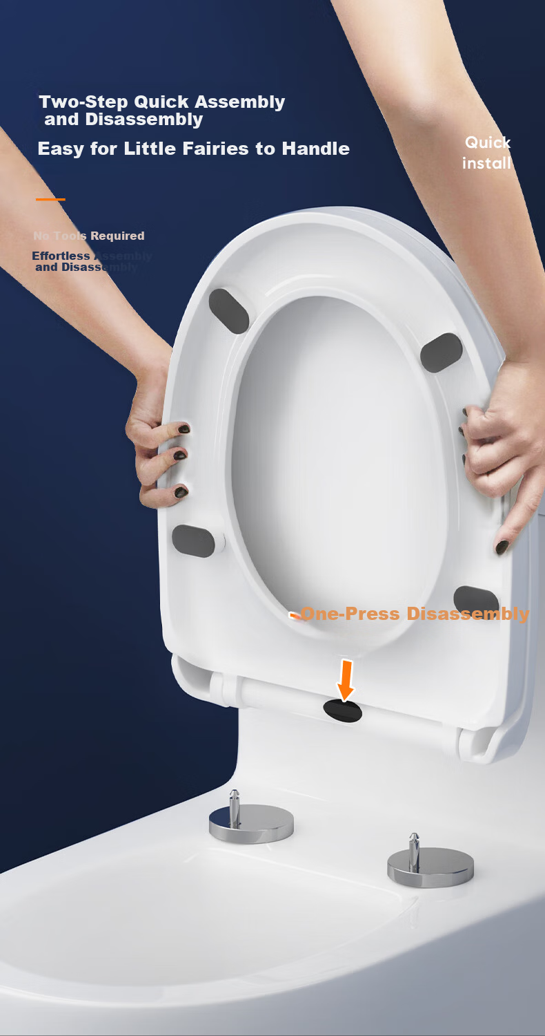 Muvi Universal U-Shaped Enlarged Toilet Seat Cover Thickened Slow-Closing Toilet Lid Cushion for Old-Style Toilets 9