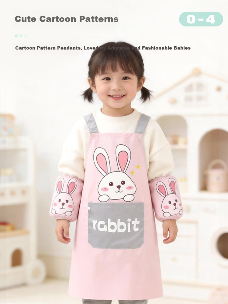 9I9 Baby Apron, Waterproof Children's Smock, Drawing Clothes, Kids' Eating Clothes, Anti-Dirt Easy-To Reverse Wear Clothes with Sleeves, Tiger Patter 6