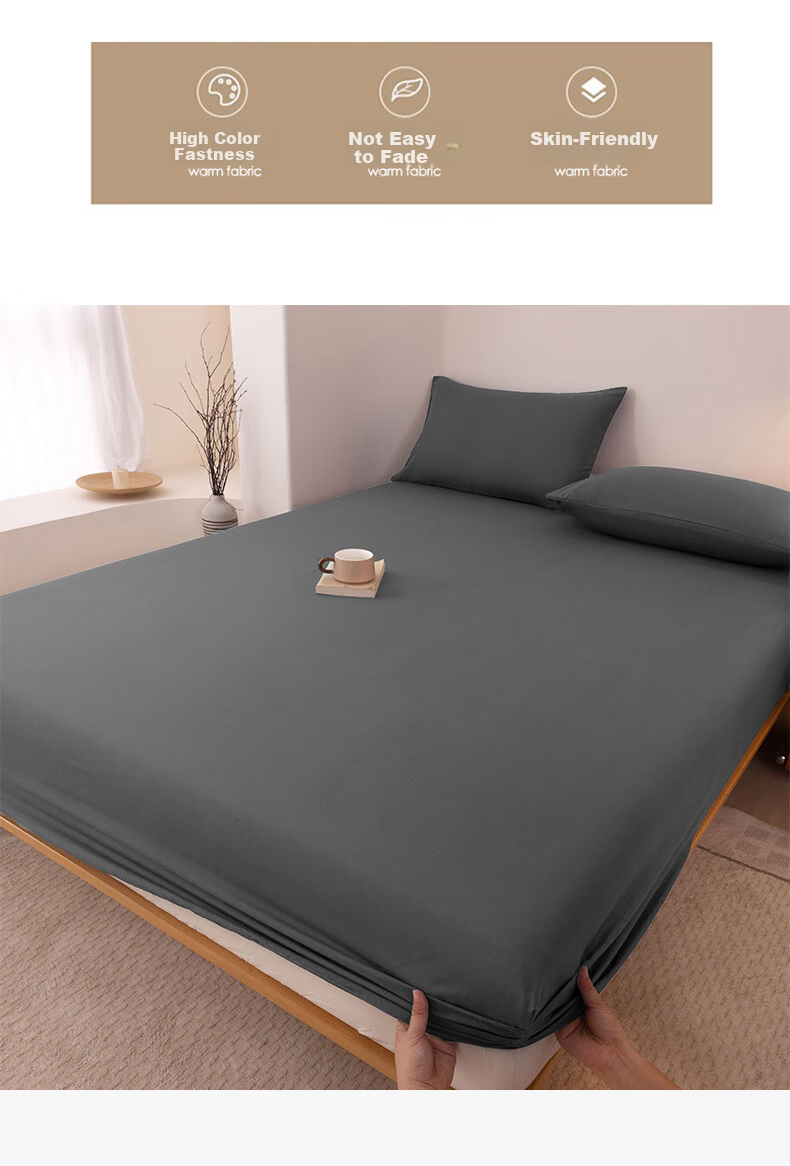 Aiwei Class A Washed Cotton Student Bed Fitted Sheet Single Non-Slip Dustproof for 1.2m Bed Dark Gray 13