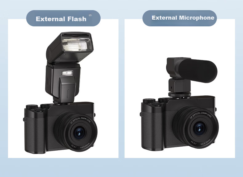 SONGDIAN Digital Camera Front and Rear Dual 5K Vlog 3X Optical Zoom Mirrorless Portable Student Camera DC205X Black 128GB Memory 14