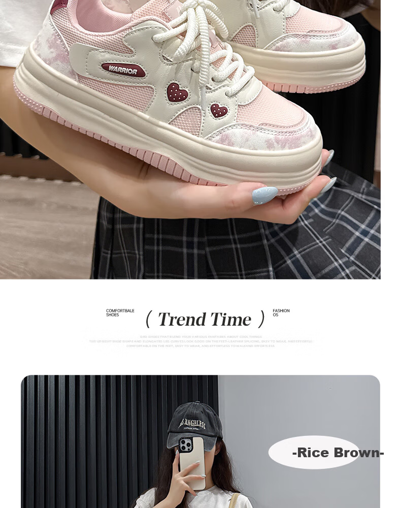 Warrior Women's 2025 New Breathable Mesh Fashionable Youthful Versatile Sneakers Pink Size 39 11