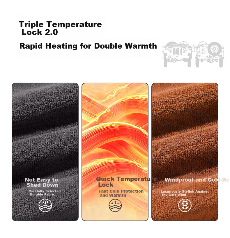 JEEP SPIRIT Men's Winter Fleece Jacket Double-Sided Thickened Plush Warm Lock Temperature Fleece Lining Versatile Stand Collar Coat 5