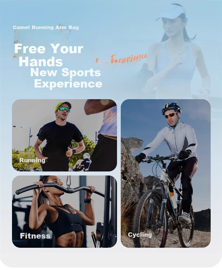 CAMEL Running Armband Phone Holder Unisex Sports Outdoor Wrist Bag Light Gray 3