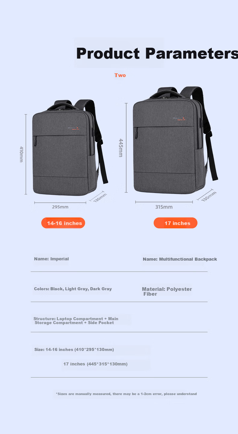 17.3 Inch Dual Shoulder Laptop Backpack Business Travel Bag for Apple Huawei Laptops 9