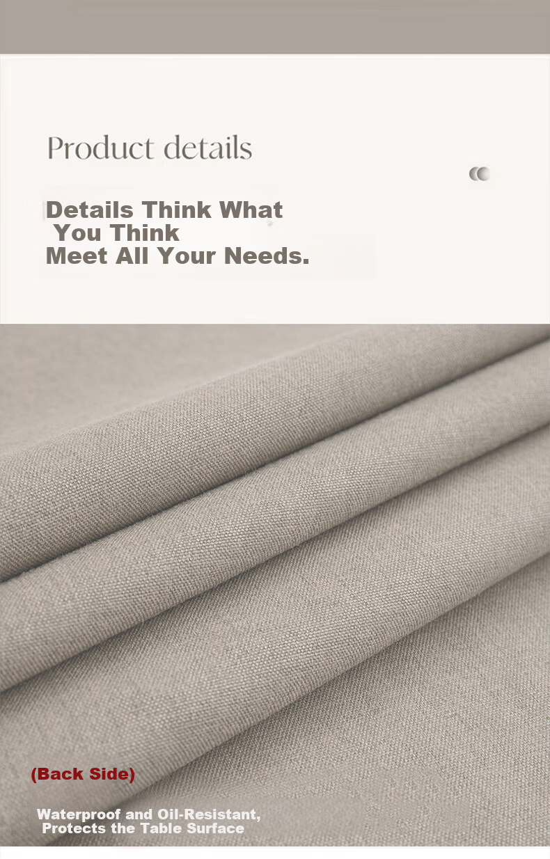 MUJI TPU Tablecloth Waterproof Oil-Resistant Cotton Linen Round Tassel Table Cover 90x90 Beige 3