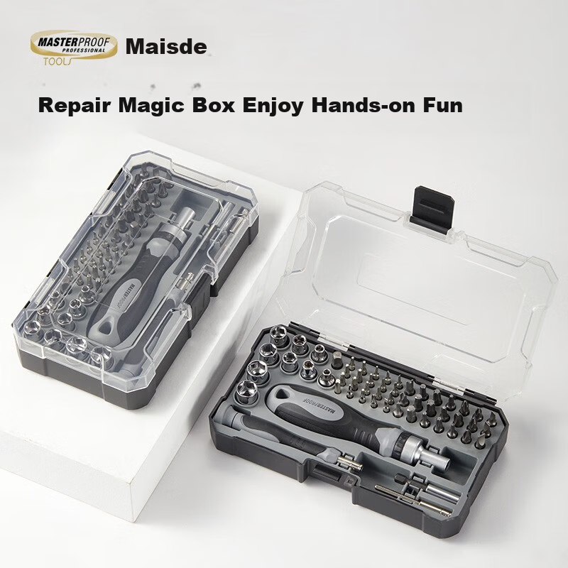 MASTERPROOF 55-Piece Ratchet Screwdriver Set Large and Small Screwdriver Bits Socket Home Use Screwdriver Kit