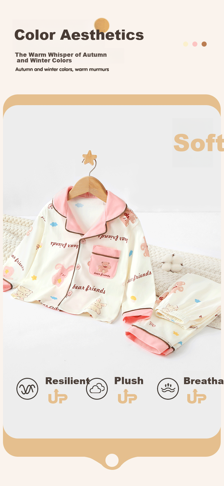 Badibadi Spring And Autumn Cotton Pajama Set for Infants And Toddlers, Boys And Girls Baby Sleepwear Air Conditioning Wear with Bear Rabbit Letter Design, Size 140 5