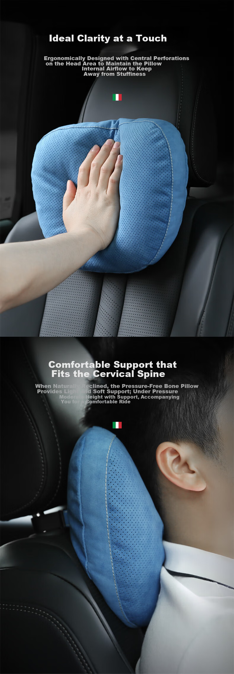 BIMLL Full Alcantara Car Headrest Lumbar Support Neck Pillow for Mercedes-Maybach Car Cervical Pillow 3