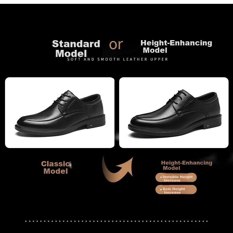 HLA Men's First Layer Cowhide Leather Lace-up Formal Business Casual Shoes T269 Black Size 41 26
