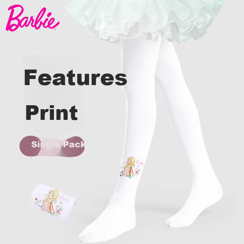 Barbie Girls' Spring and Autumn Thin Tights Children's Long Socks Baby White Stockings Girls' Leggings Practice Dance Socks