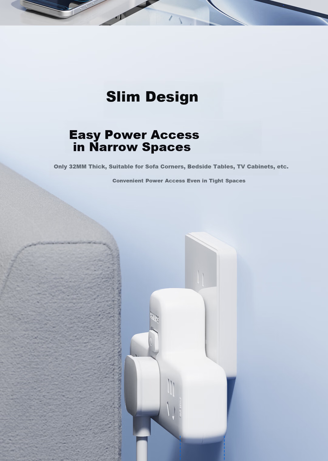 PHILIPS Socket Adapter Power Strip Dormitory Extension Socket Three-Way Wireless Control Converter Plug 4