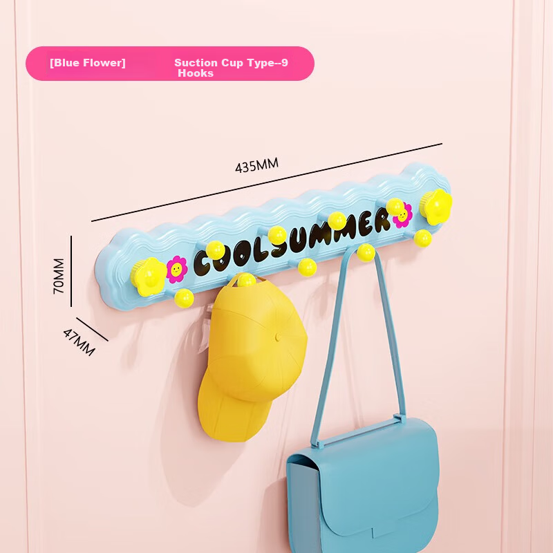 FAJIENUO Dopamine Suction Cup Rotating Row Hook No Drilling Strong Load-Bearing Bathroom Dopamine Blue - Suction Cup 9 Hooks