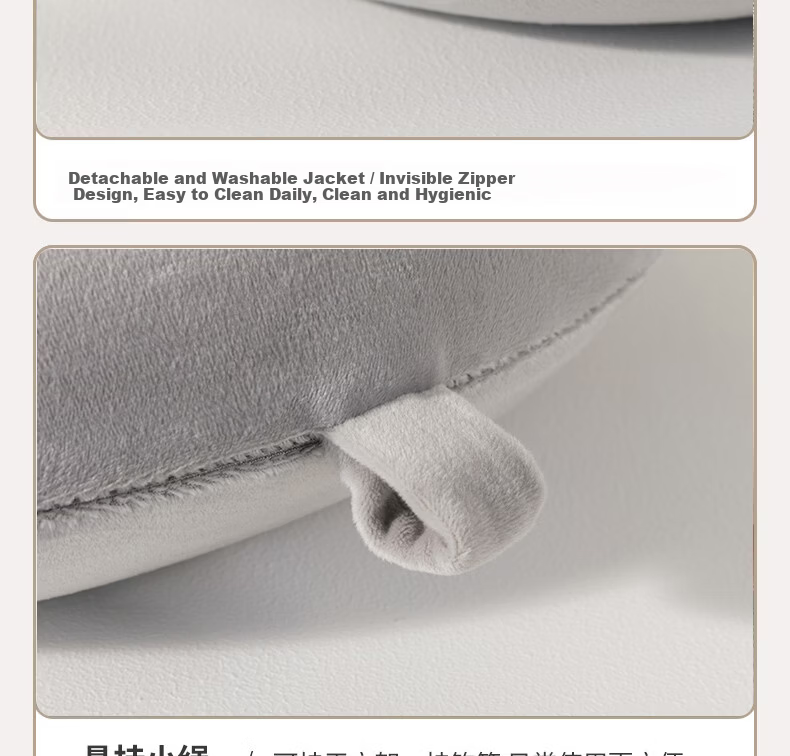 Pierre Cardin Velvet U-Shaped Travel Portable Neck Pillow Gray Memory Foam U-Shaped Pillow - Gray 12