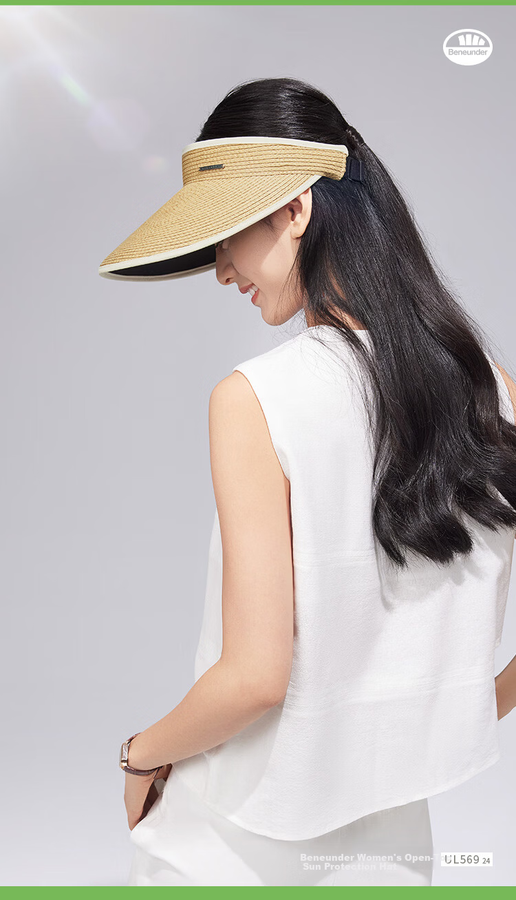 Beneunder Women's Sun Hat Open Top Sunshade Hat UV Protection Side Face Sunshade Fashion Wide Brim 1