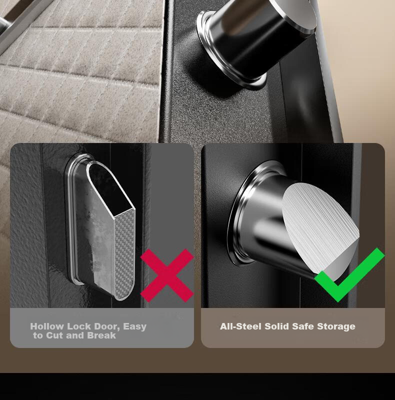 Deli Home Safe Box, Yao Zhen 60cm Fingerprint Unlock, All-Steel Anti-Theft Portable Small Gold Vault Can Be Used As Bedside Table, VA621 Gold 17