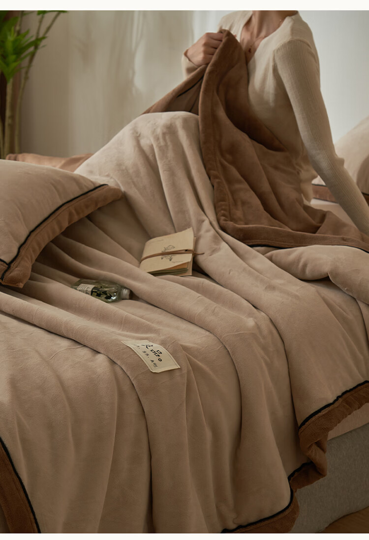 Wuyinliangpin Double-Sided Winter Milk Velvet Blanket, Office Nap Thickened Throw, Nordic Style Towel Blanket, 200*230cm 4