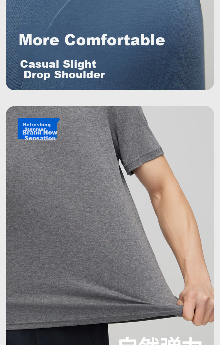 HLA Home 【Zui Huxi-Pro8】 Short Sleeve T-Shirt Unisex Zero Carbon Tencel Antibacterial Mite-Resistant Couple Basic Base Layer Shirt 19