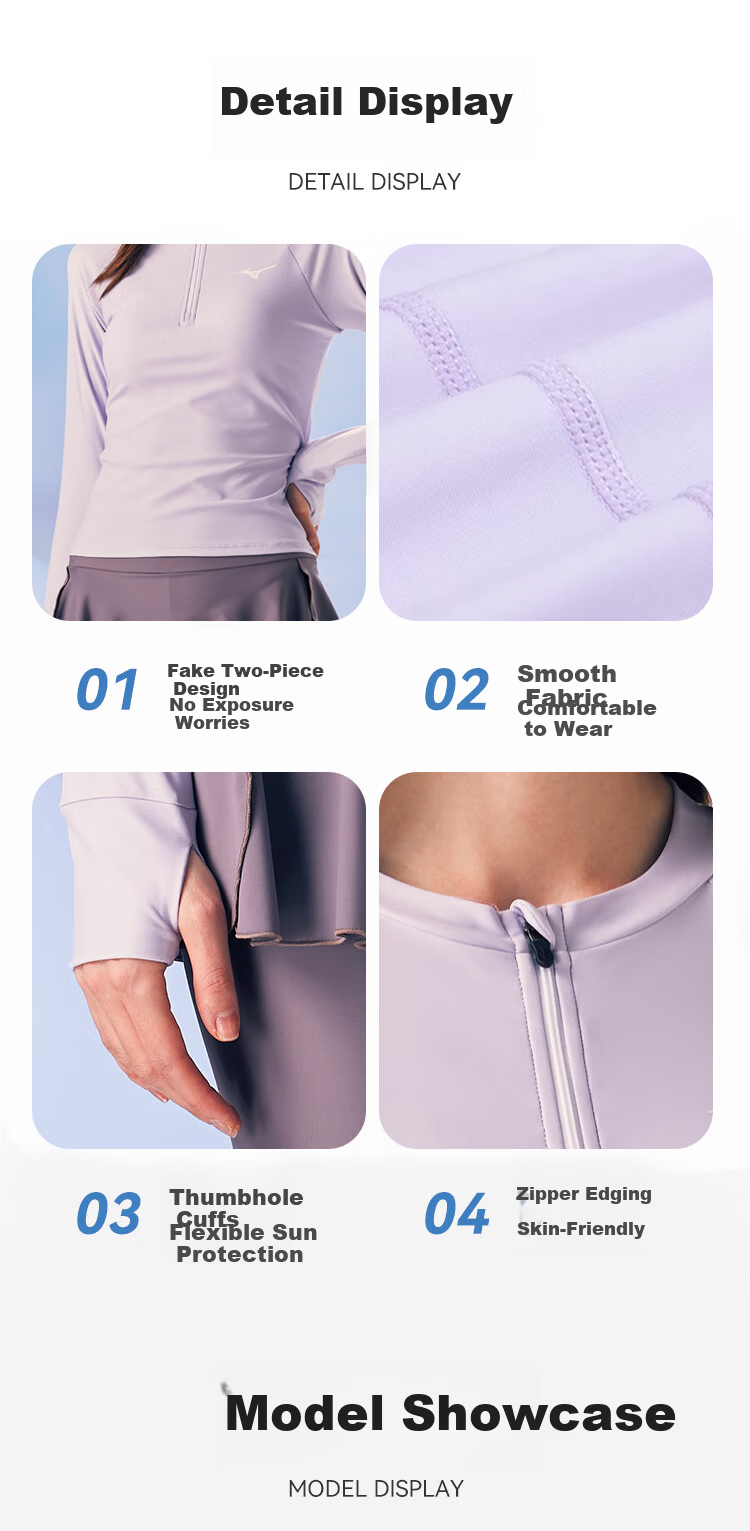 MIZUNO Women's Two-Piece Long Sleeve Sun Protection Swimsuit Quick-Dry Plus Size Slimming One-Piece Skirted Swim Shorts 315 Purple M 10