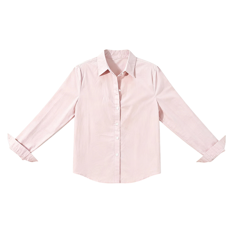 ENC Korean Style Long Sleeve Elegant Light Pink Shirt Youthful Loose Fit Niche Design Commuter Business Top
