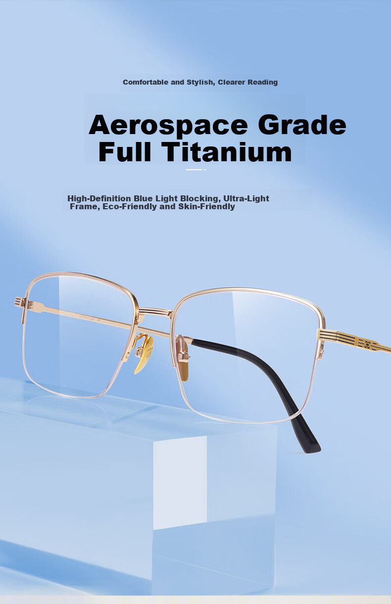 Sunset Red Men's Blue Light Blocking Reading Glasses Pure Titanium Ultra-Light Fashionable Premium Reading Glasses Gift E139J 300 Degree 2