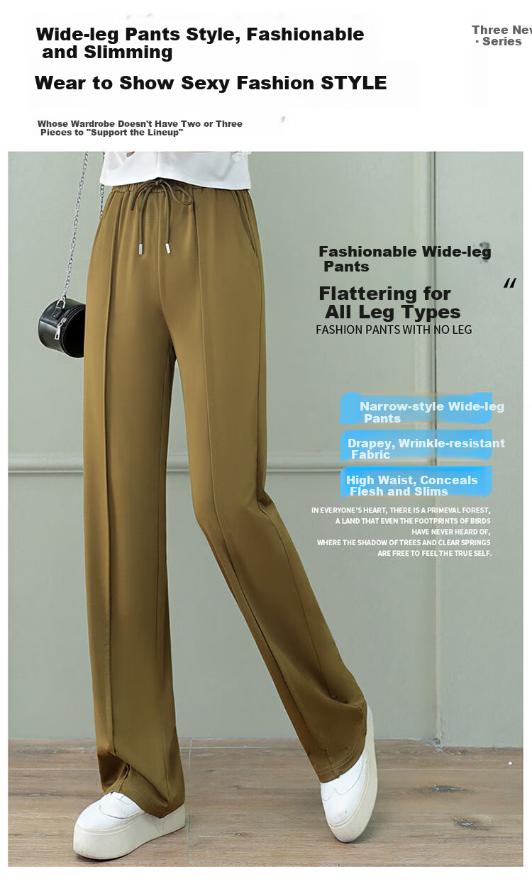 Woodpecker Women's Wide Leg Pants Spring Summer Straight Leg Sports Trousers High Waist Casual Slimming Draped Pants Green 4XL 2