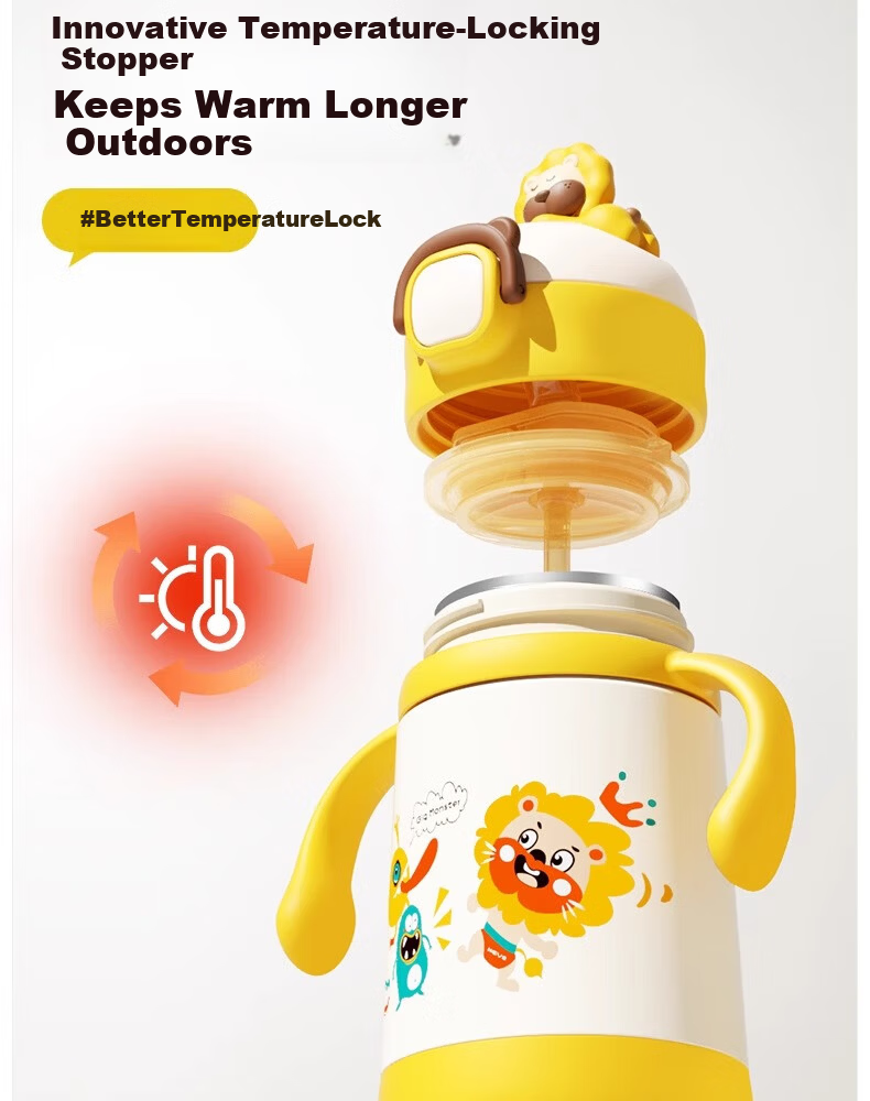 NEVS Insulated Cup for Children, 316 Stainless Steel Baby Water Bottle with Straw, Direct Drinking Sippy Cup for Ages 1-3, 350ml - Younuo White 3