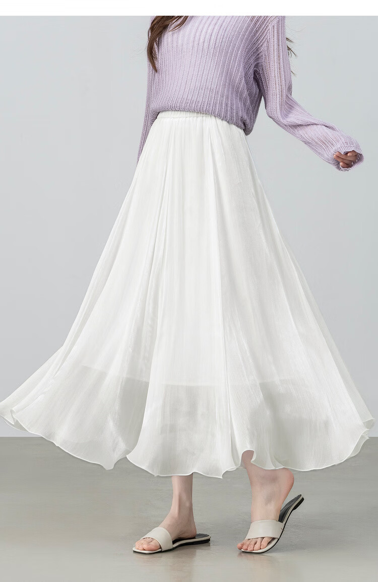 Shangdu Bila Elegant Radiant Half Skirt for Women Summer Soft Style Slimming A-Line Skirt Lightweight Draped Elastic Waist Flared Skirt 19