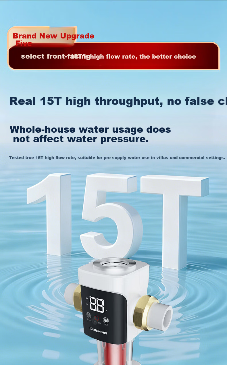 CHANGHONG 25 Micron Pre-Filter Bionic Fish Gill Disc Antibacterial Automatic Backwash Pressure Gauge Whole House High Flow Water Purifier Top 10 Water Purifier 14