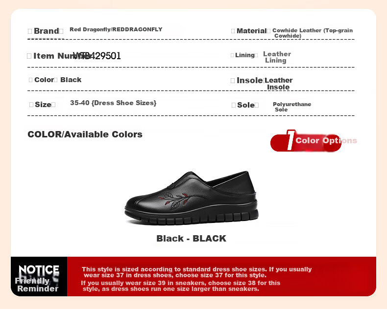 Red Dragonfly Mother's Day Middle-aged and Elderly Women's Soft Sole Flat Leather Shoes WTB429501 3