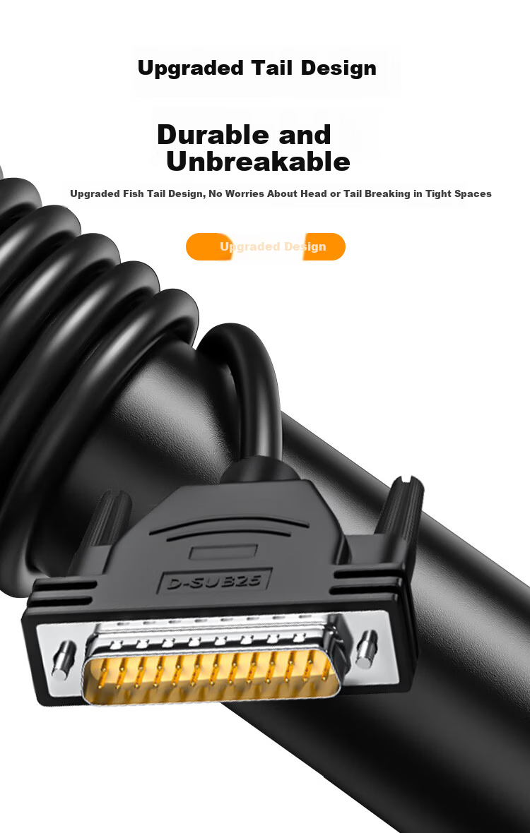 ZONWAN DB25 Male to Male Cable Industrial Grade 2 Rows 25-Pin Serial Parallel Printer Data Cable Shielded Anti-Interference 1 Meter ZW-DB25-01 5