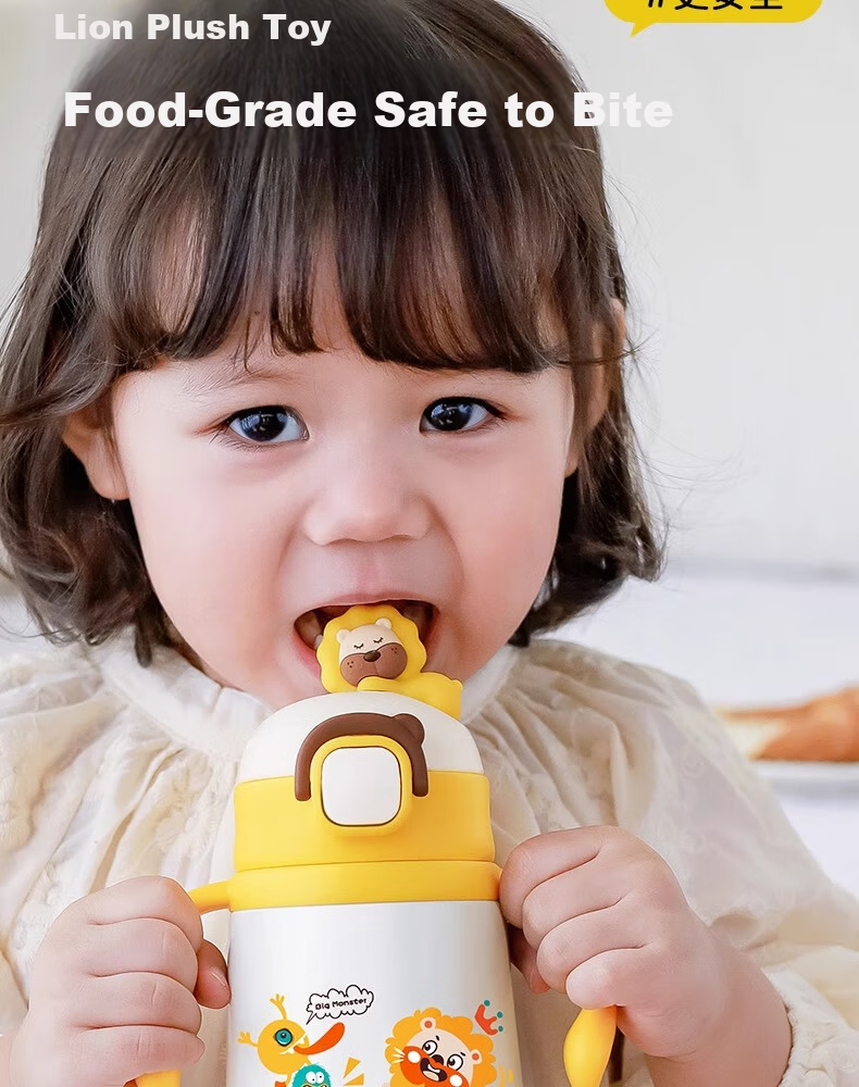 NEVS Insulated Cup for Children, 316 Stainless Steel Baby Water Bottle with Straw, Direct Drinking Sippy Cup for Ages 1-3, 350ml - Younuo White 19