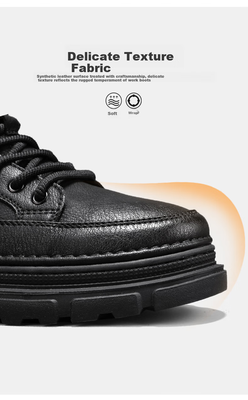Eierkang Men's Cotton Shoes British Style Martin Boots Casual High-top Sneakers Retro Fashion Work Boots Trendy Thick-soled Shoes for Men 8