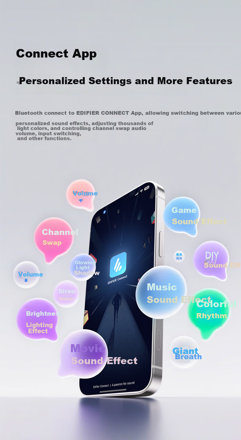 EDIFIER New R20 Desktop 2.0 Computer Speakers Wireless Bluetooth 6.0 RGB Ambient Lighting Black 15