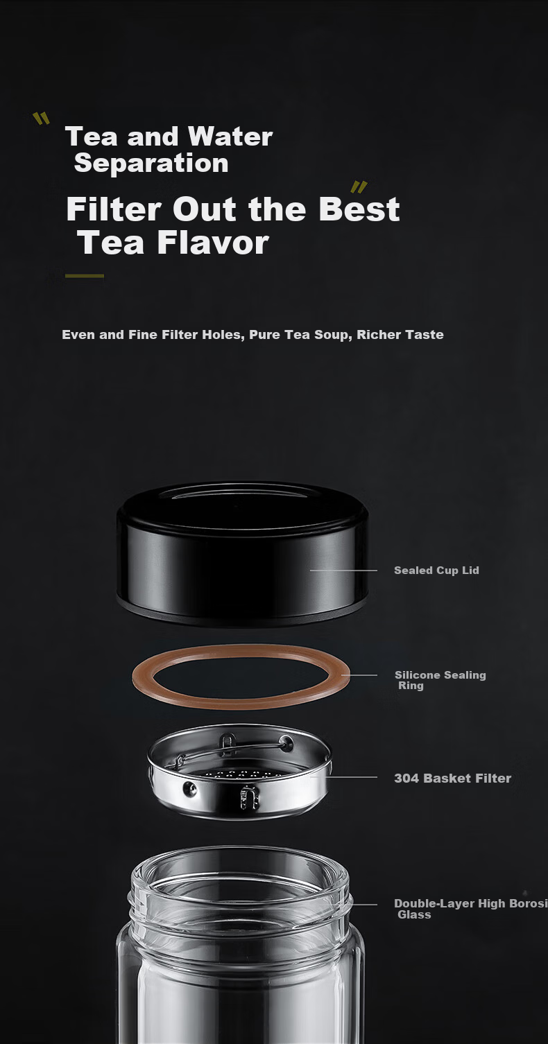 Fuguang Egg-Shaped Glass High Borosilicate Double-Layer Tea Cup with Tea Infuser Car Travel Mug Customizable Group Purchase Men's Cup 5