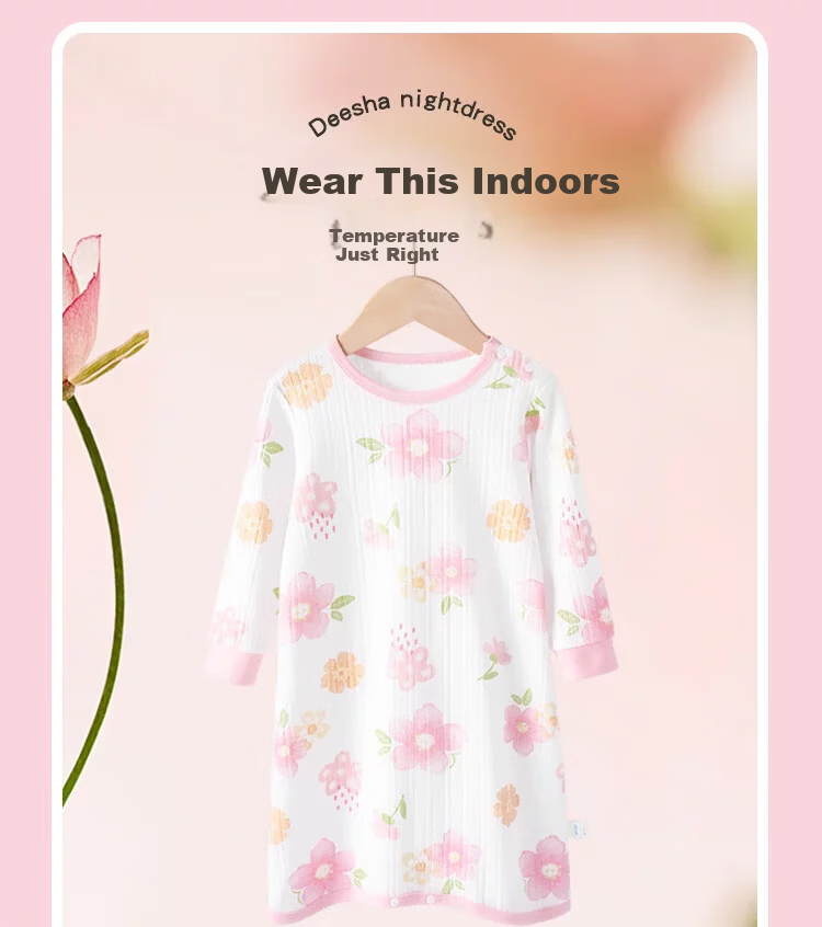 Deesha 100% Cotton Class A Infant Sleep Robe Baby Sleepwear Anti-Kick Long Sleeve Homewear 3