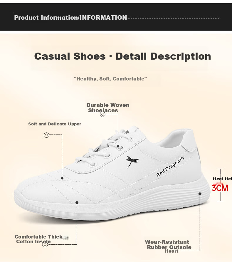 Red Dragonfly Women's Casual Shoes Fleece Warm INS Trendy Sports White Shoes Korean Version C0TTN06002M 2